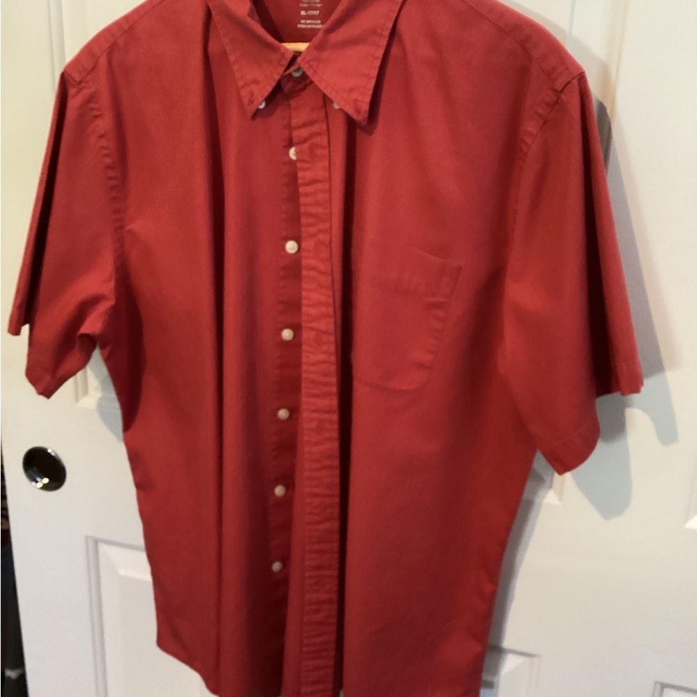 Dockers Red Casual Button Down Shirt Short Sleeves